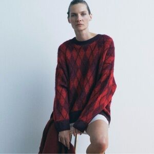 Red and Burgundy Argyle Sweater